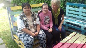 Sitting in the garden at the Clever Hands Day care centre